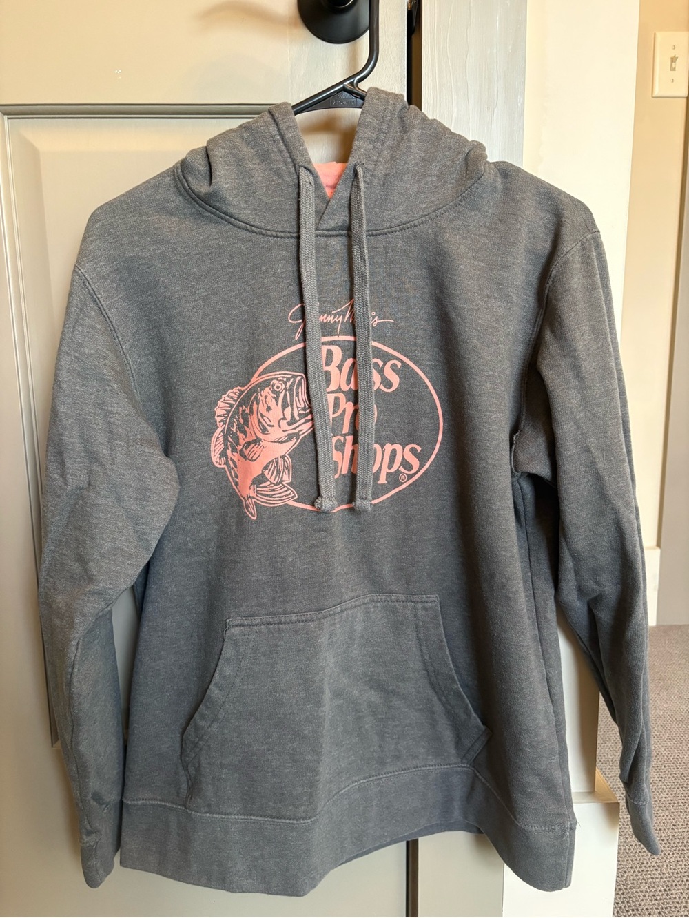 Bass Pro Shops Gray Hoodie with Pink Logo